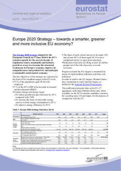 Europe 2020 Strategy &ndash; towards a smarter, greener and more