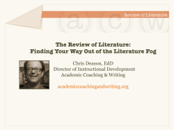 The Review of Literature: Finding Your Way Out of the Literature Fog
