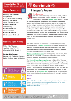 Newsletter No.4 - Thursday 25th February 2016