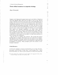 From critical resources to corporate strategy