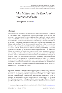 John Milton and the Epochs of International Law