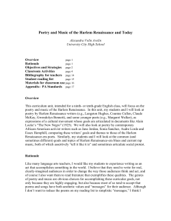 Poetry and Music of the Harlem Renaissance and Today