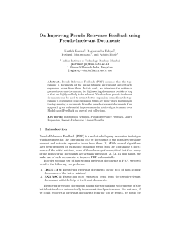 On Improving Pseudo-Relevance Feedback using Pseudo