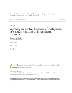 Improving the spiritual dimension of whole person care