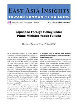 Japanese Foreign Policy under Prime Minister Yasuo