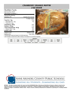 CRANBERRY ORANGE MUFFIN 2 OZ GRAIN Nutrition Facts