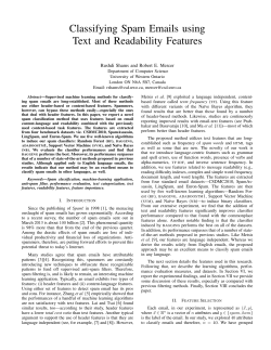 Classifying Spam Emails using Text and Readability