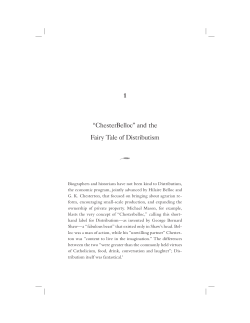 1 &ldquo;ChesterBelloc&rdquo; and the Fairy Tale of Distributism