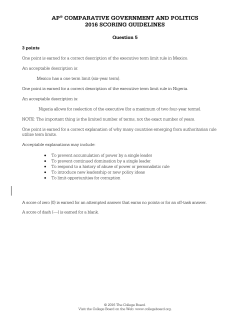 AP Comparative Government and Politics Student Sample Question 5