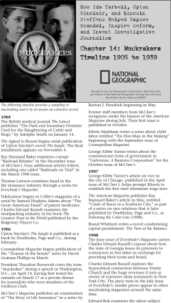 Chapter 14: Muckrakers Timeline 1905 to 1939