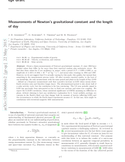 Measurements of Newton`s gravitational constant and the length of day