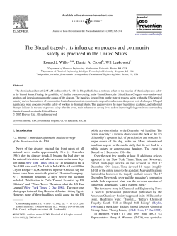 The Bhopal tragedy: its influence on process and community safety