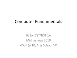 Computer Fundamentals - Cambridge Computer Laboratory