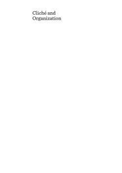 Clich&eacute; and Organization - Cambridge Scholars Publishing