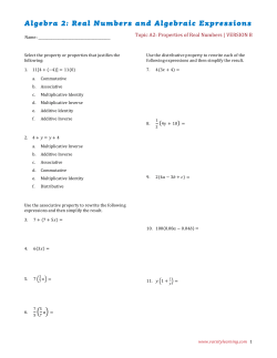 Algebra 2: Real Numbers and Algebraic