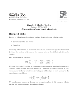 Grade 6 Math Circles Dimensional and Unit Analysis