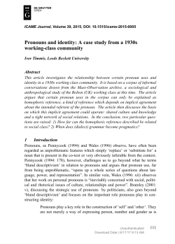 Pronouns and identity: A case study from a 1930s working