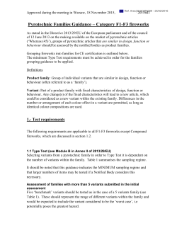 Pyrotechnic Families Guidance – Category F1