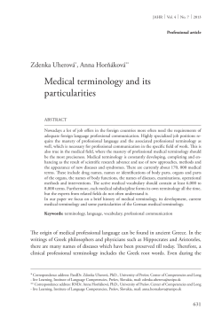 Medical terminology and its particularities