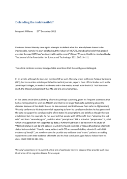 Defending the indefensible? - Articles on ME/CFS by Margaret