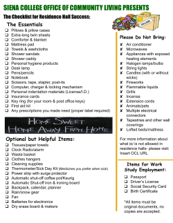 Checklist for Resident Student success