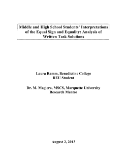 Middle and High School Students` Interpretations of the Equal Sign