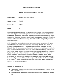 Major Concepts/Content. AVID (Advancement Via Individual