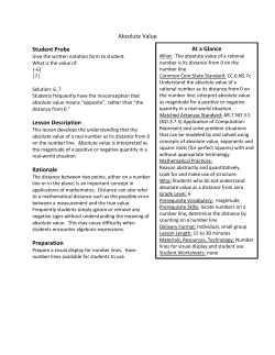 Absolute Value Student Probe Lesson Description Rationale Preparat