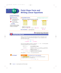 Point-Slope Form and Writing Linear Equations