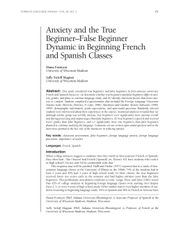 Anxiety and the True Beginner&ndash;False Beginner Dynamic