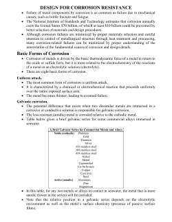 DESIGN FOR CORROSION RESISTANCE Basic Forms of Corrosion