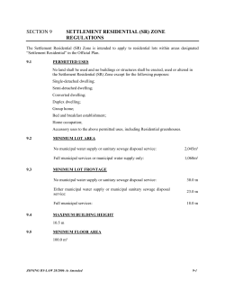 SECTION 9 SETTLEMENT RESIDENTIAL (SR) ZONE REGULATIONS