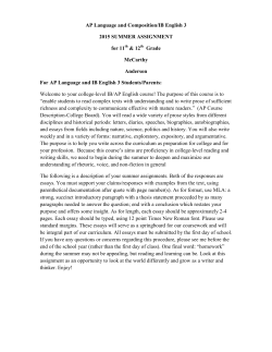 AP Language and Composition/IB English 3 2015 SUMMER