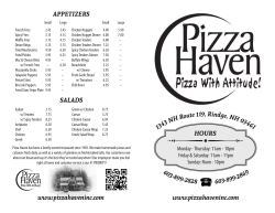 134 H Ro H HOURS www.pizzahaveninc.com www.pizzahaveninc