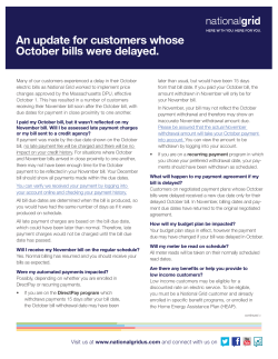 An update for customers whose October bills were