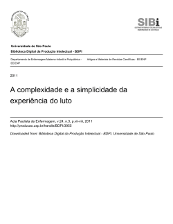 A complexidade ea simplicidade da experi&ecirc;ncia do luto