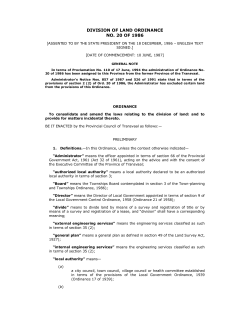division of land ordinance no. 20 of 1986