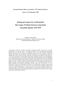 Seeking governance for world markets The League of Nations