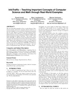InfoTraffic &ndash; Teaching Important Concepts of Computer Science and