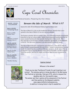 March 2016 - Cape Coral Historical Museum