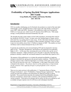 Profitability of Spring Hayfield Nitrogen Applications 2011 Guide