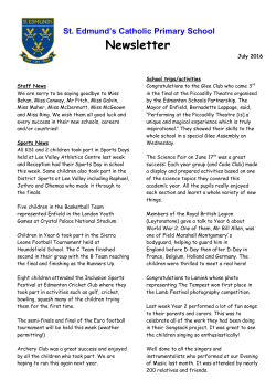 Newsletter - St Edmund`s Catholic Primary School