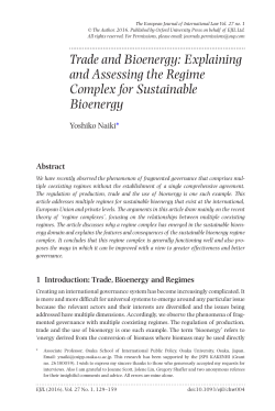 Trade and Bioenergy: Explaining and Assessing