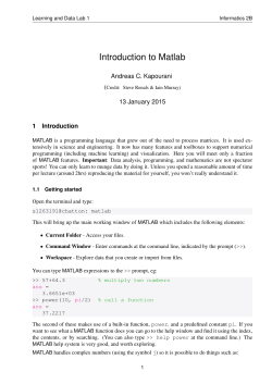 Introduction to Matlab