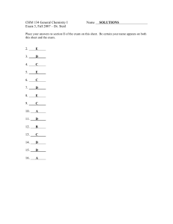 CHM 134 General Chemistry I Name SOLUTIONS Exam 3, Fall 2007