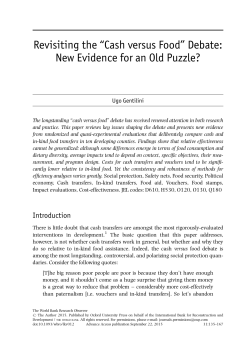 Revisiting the &ldquo;Cash versus Food&rdquo; Debate