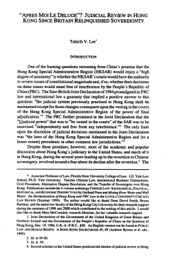 Judicial Review in Hong Kong since Britain Relinquished Sovereignty