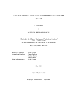 CULTURES OF DISSENT: COMPARING POPULISM IN KANSAS