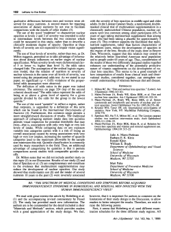 RE:&ldquo;THE SPECTRUM OF MEDICAL CONDITIONS AND