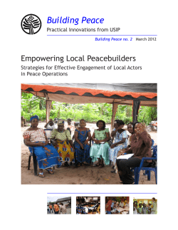 Empowering local peacebuilders - United States Institute of Peace